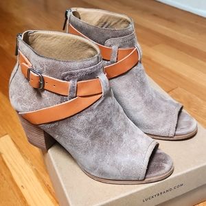 Lucky Brand Open Toe Leather Booties